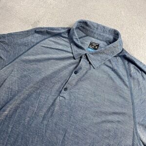 Icebreaker Cool Lite Merino Wool Short Sleeve Solid Blue XL Stretch Golf Polo